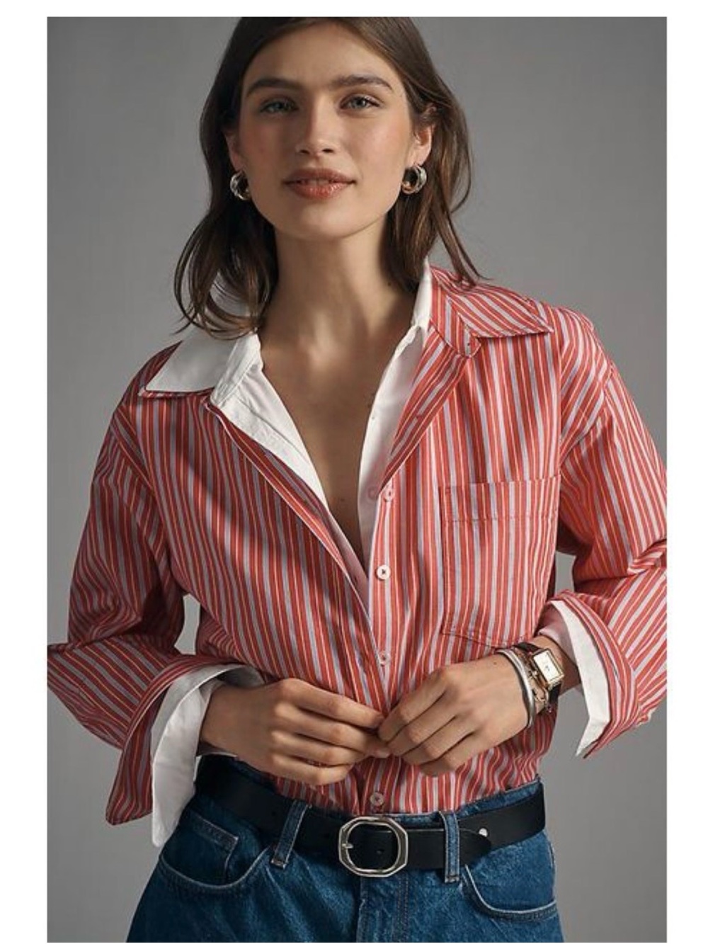 Maeve Women's The Double-Layered Shrunken Bennet Buttondown Shirt